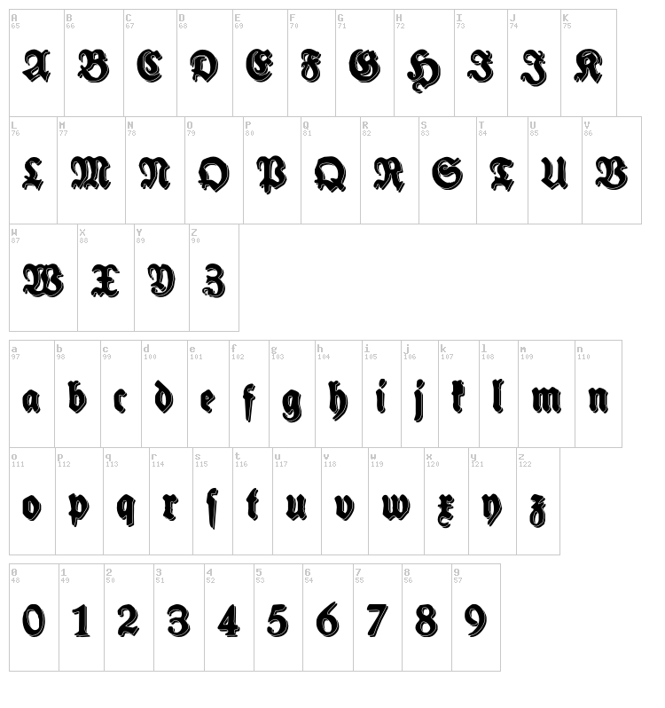 Schneidler Halb Fette font map